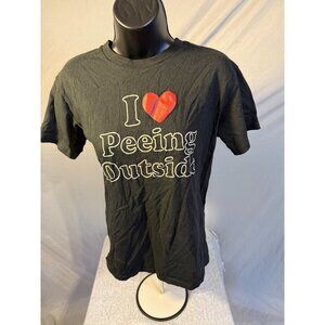 Funny Mens Black Graphic T-Shirt I Love peeing Outside Gag Gift Small‎ S
